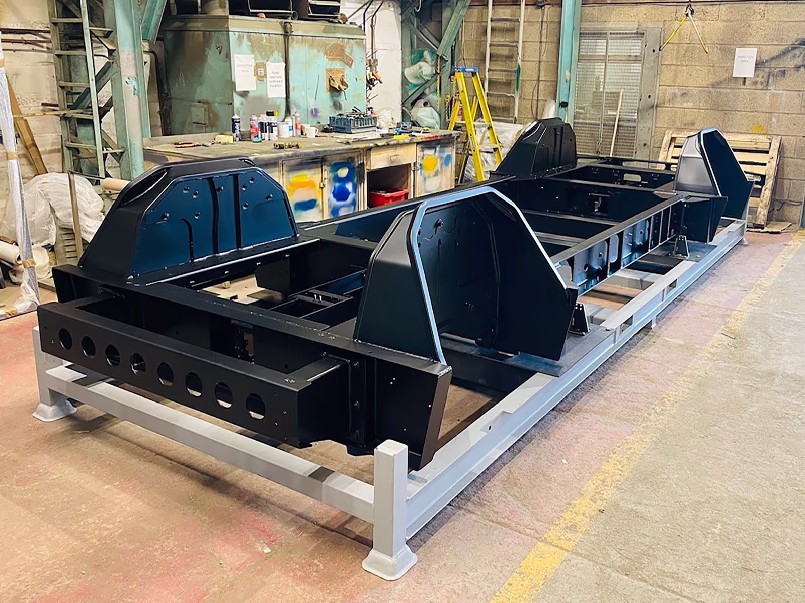 Powder coated HGV chassis